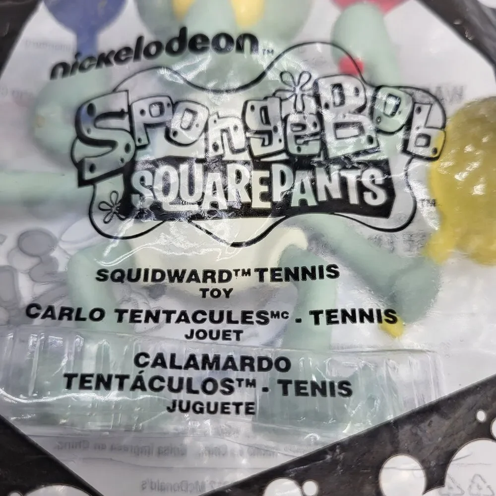 2012 Nickelodeon SpongeBob SquarePants Squidward Tennis Meal Toy Lot Of 4 Sealed